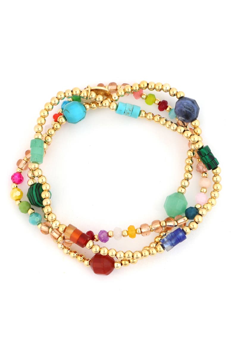 Panacea Set of 3 Beaded Stretch Bracelets, Main, color,