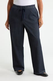 Eileen Fisher Drawstring Stretch Organic Cotton Straight Leg Pants