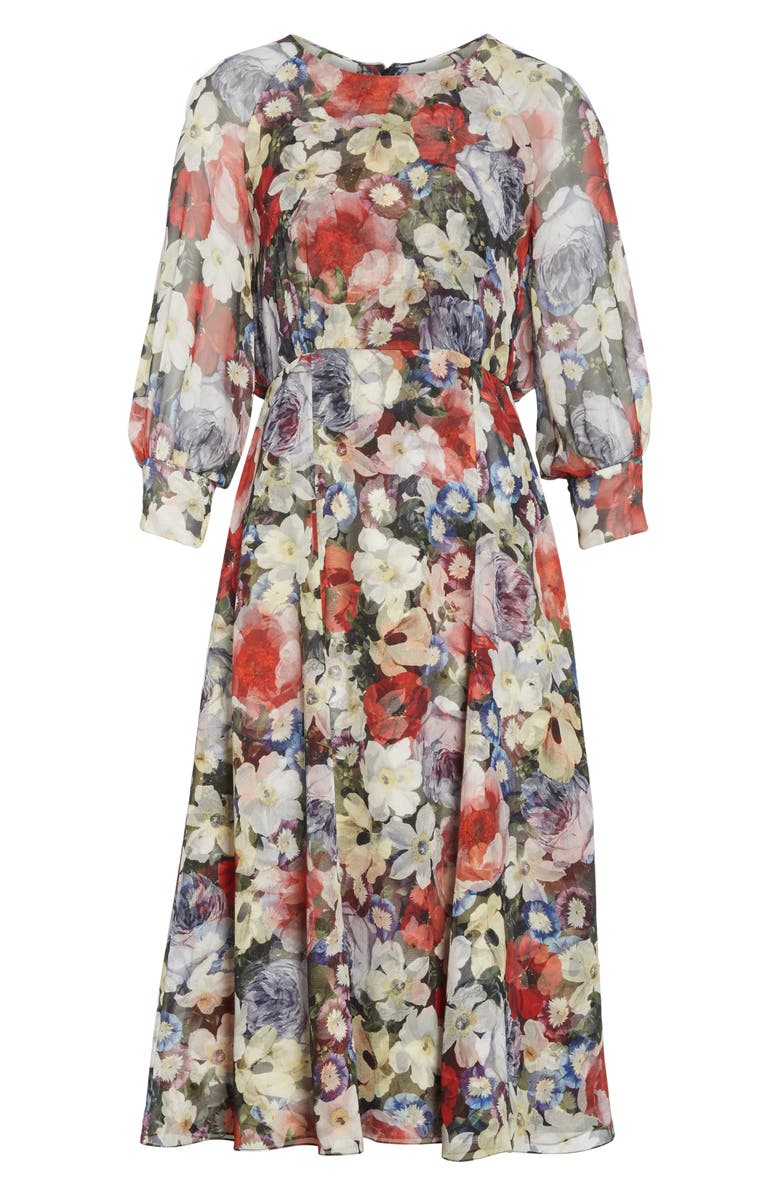Erdem Poppy Collage Floral Silk Midi Dress, Alternate, color,