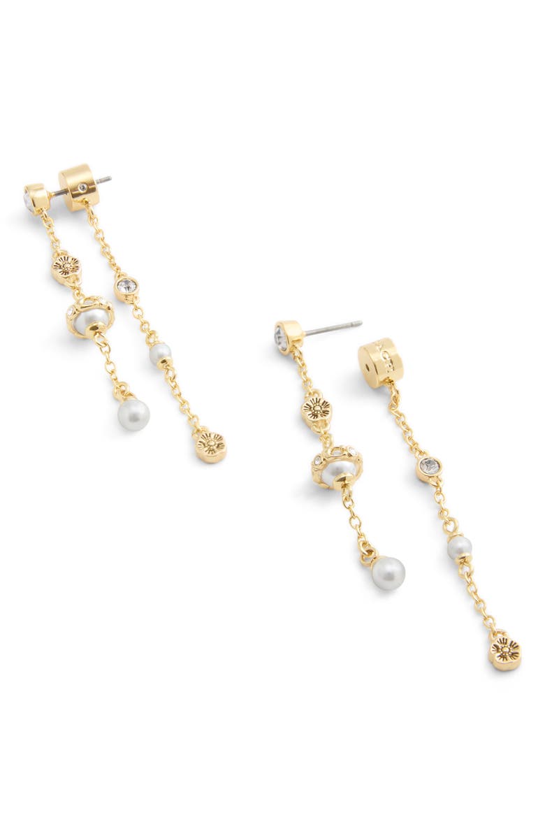 COACH Faux Pearl Tearose Front/Back Earrings, Alternate, color, 