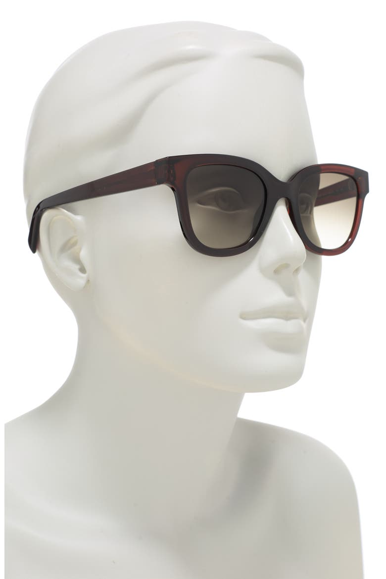 52mm Rectangle Sunglasses, Alternate, color, DARK CRYSTAL BROWN