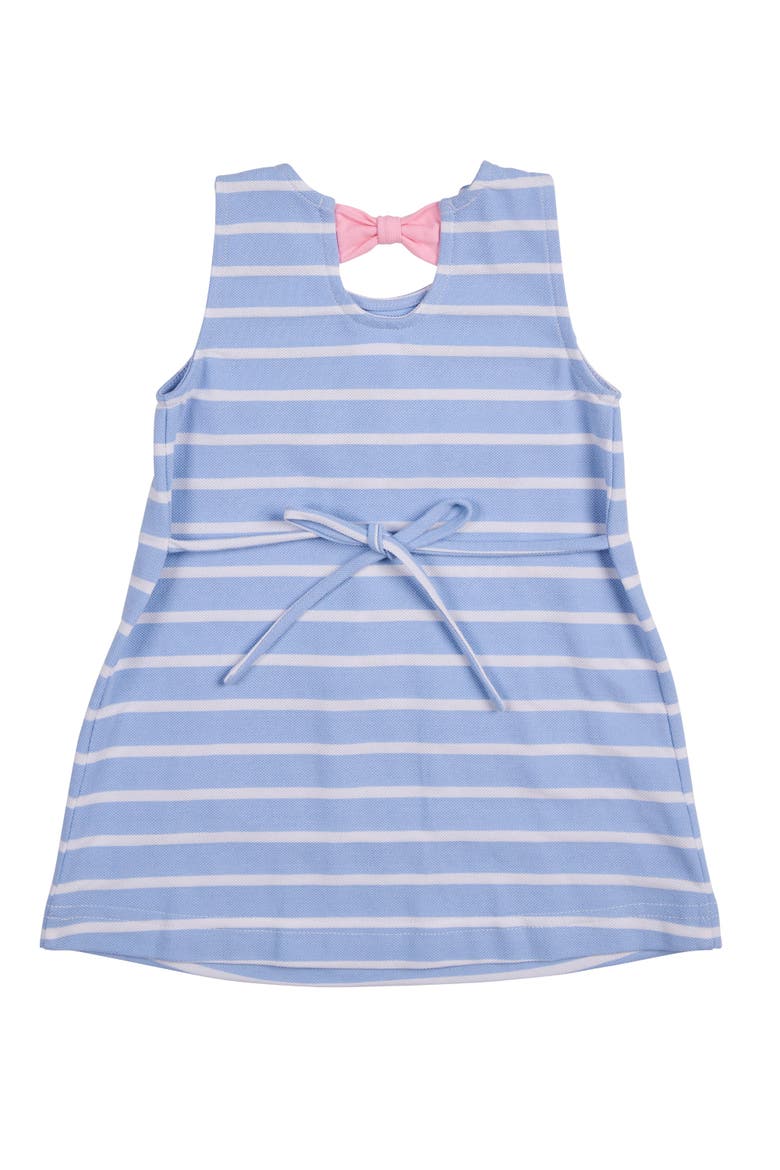Stripe Knit Dress With Bunny & Flowers, Alternate, color, Light Blue / White