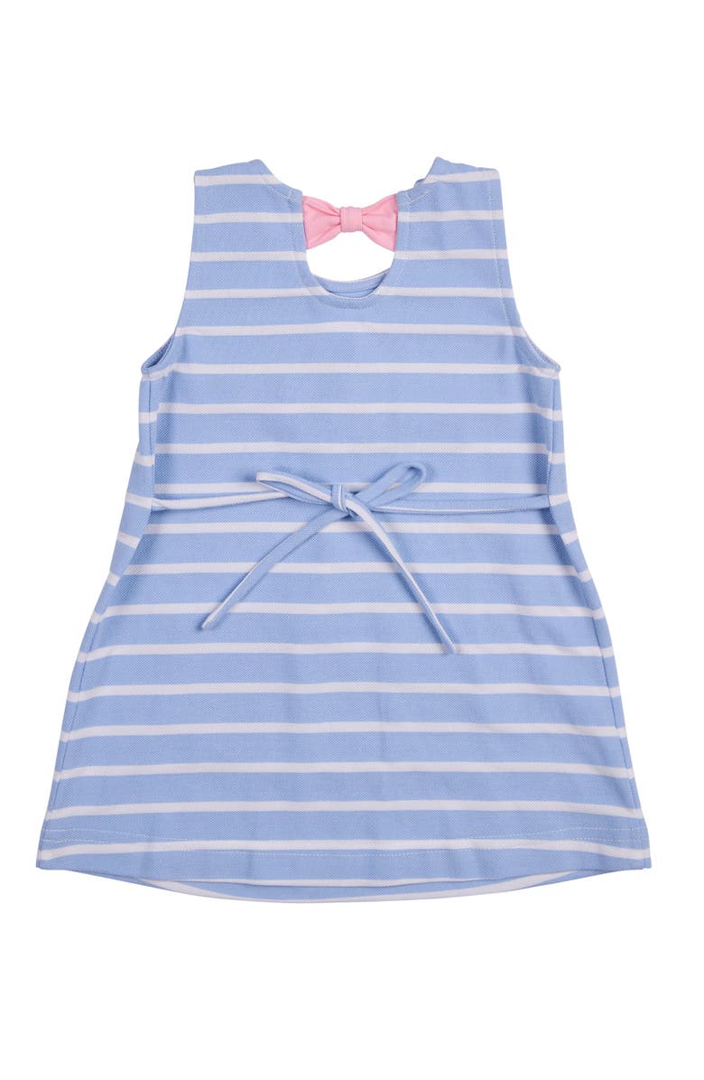 Florence Eiseman Stripe Knit Dress With Bunny & Flowers, Alternate, color, Light Blue / White