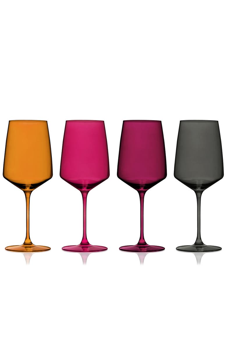 Viski Reserve Nouveau Crystal Wine Glasses Set of 4, Main, color, Sunset
