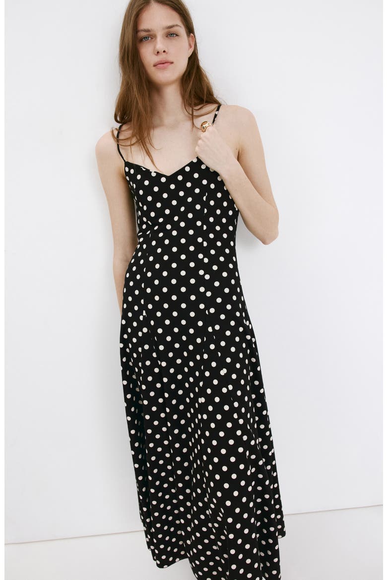 Dot Sleeveless Maxi Dress, Alternate, color, BLACK