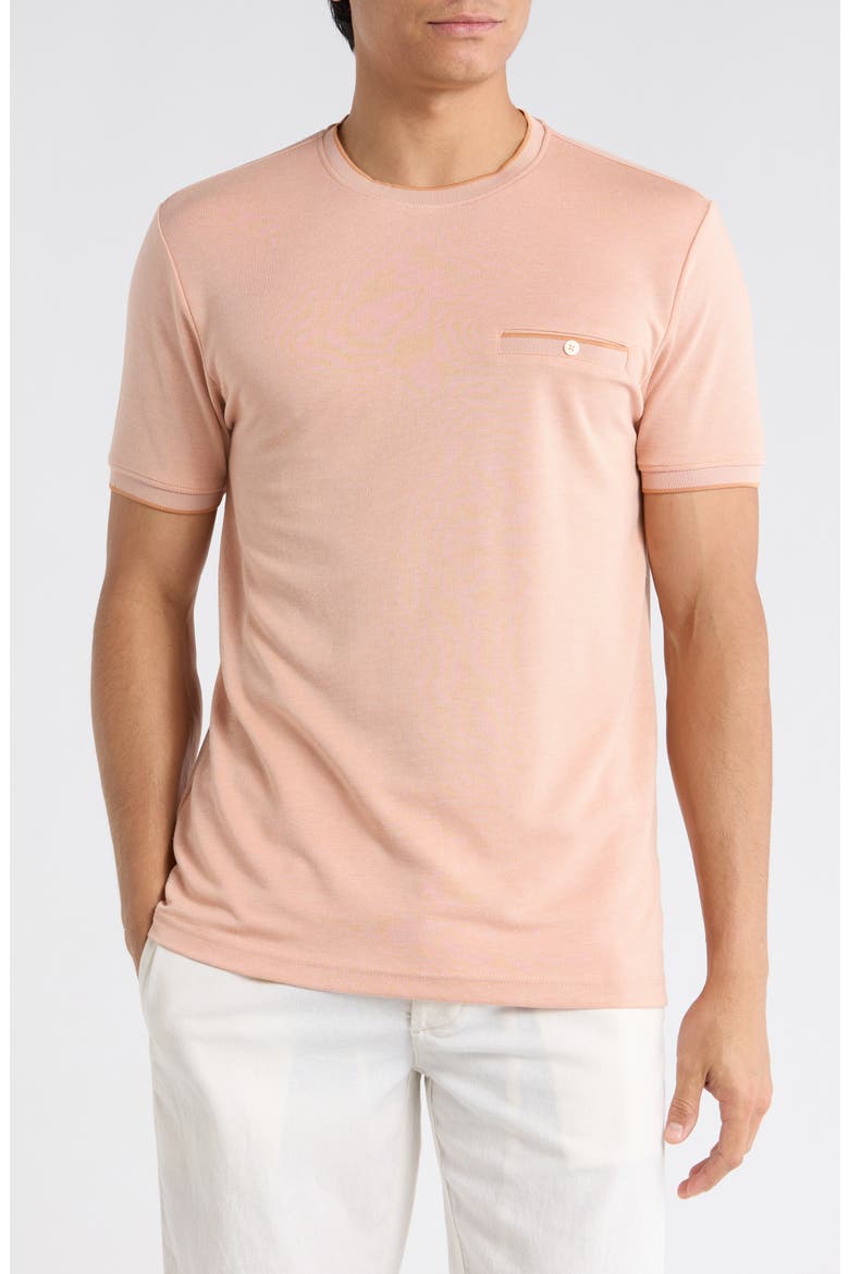 Tipped Crewneck Knit T-Shirt, Main, color, ORANGE