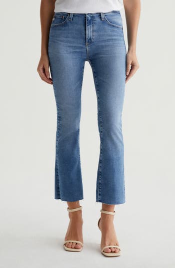 Ag Farrah High Waist Raw Hem Crop Bootcut Jeans