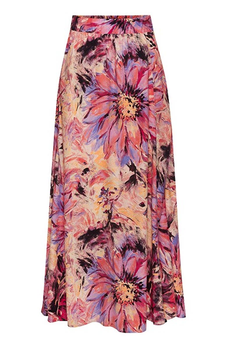 LASCANA Women's Flowy Floral Maxi Skirt, Alternate, color, Pink-Printed