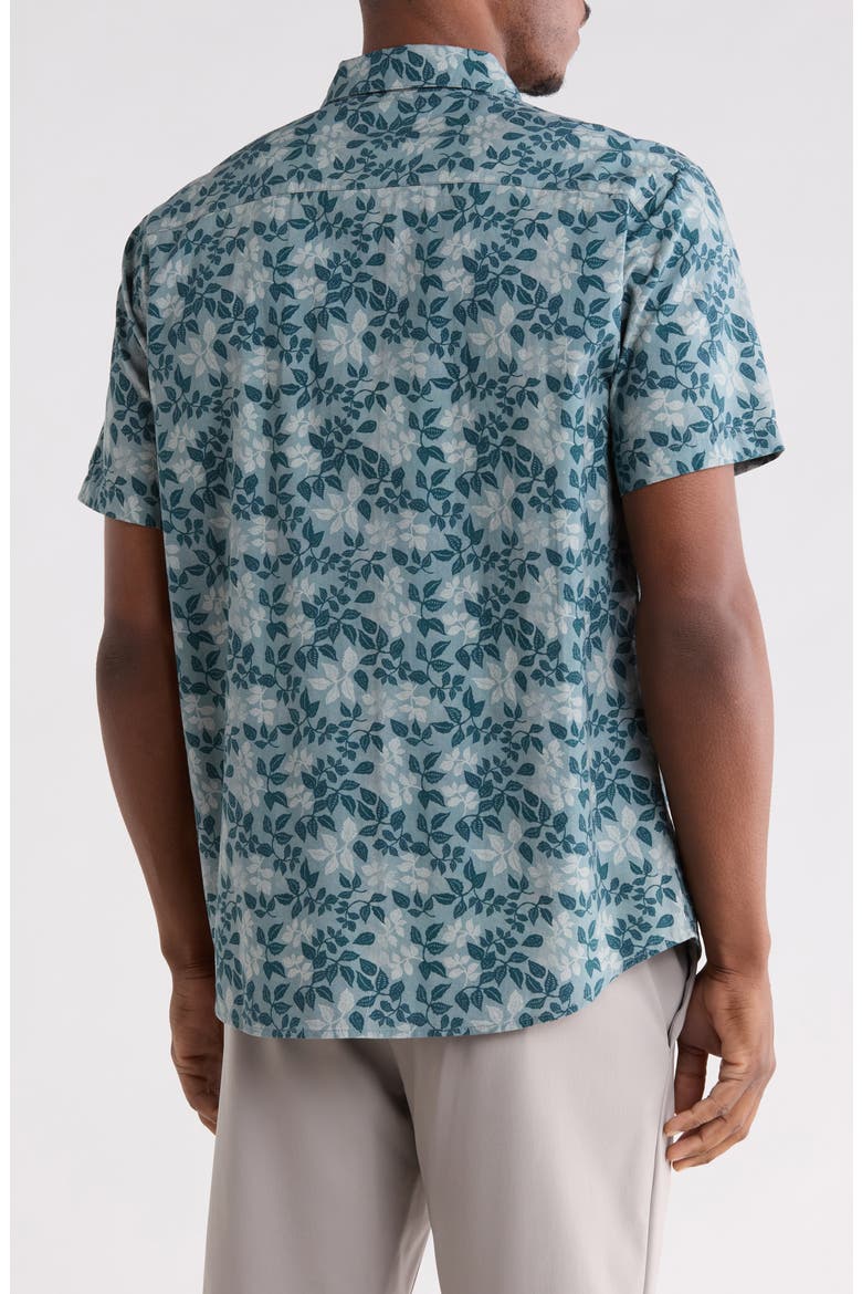 Botanical Print Short Sleeve Button-Up Shirt, Alternate, color, LEAD