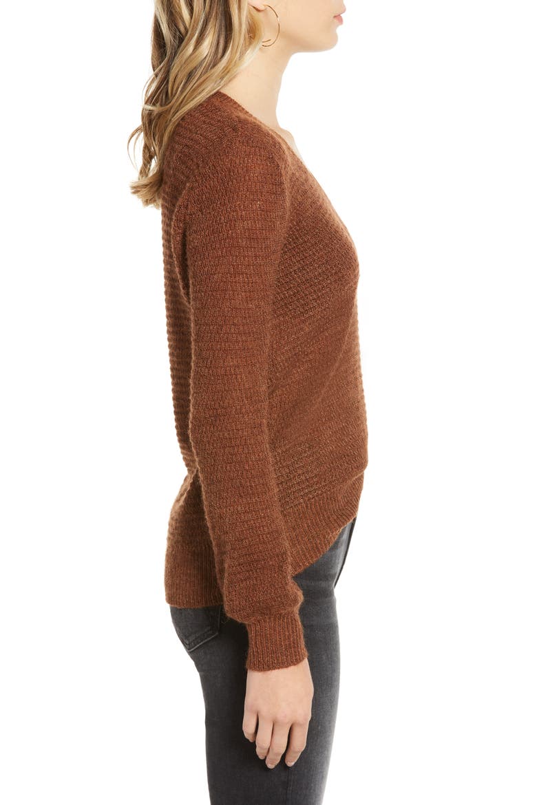V-Neck Metallic Pullover, Alternate, color, 3256-CEDAR WOOD MELANGE