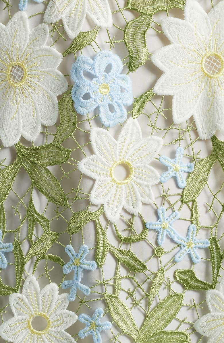 Sam Edelman Floral Lace Shift Dress, Alternate, color, Ivory/ Green