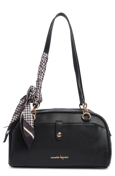 Soft Pebble Shoulder Bag with Scarf