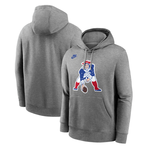 Men's Nike Heather Gray New England Patriots Patriot Pat Club Hoodie