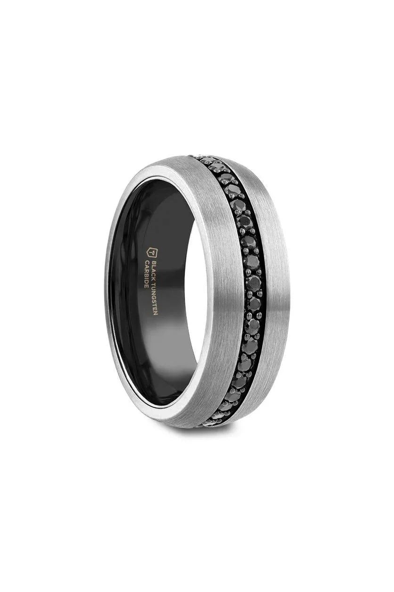 Pilot Black Sapphire Tungsten Ring, Main, color, Gunmetal / Black