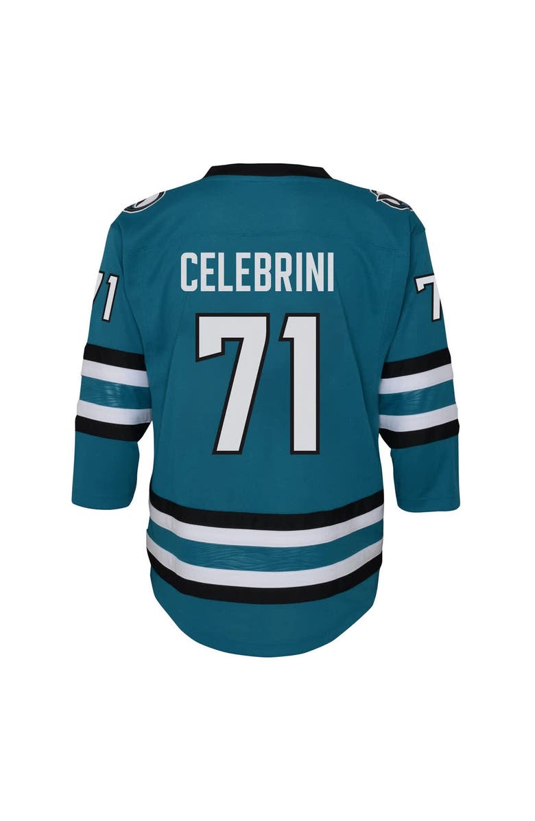 Outerstuff Youth Outerstuff Macklin Celebrini Teal San Jose Sharks Alternate Replica Player Jersey, Alternate, color, Teal