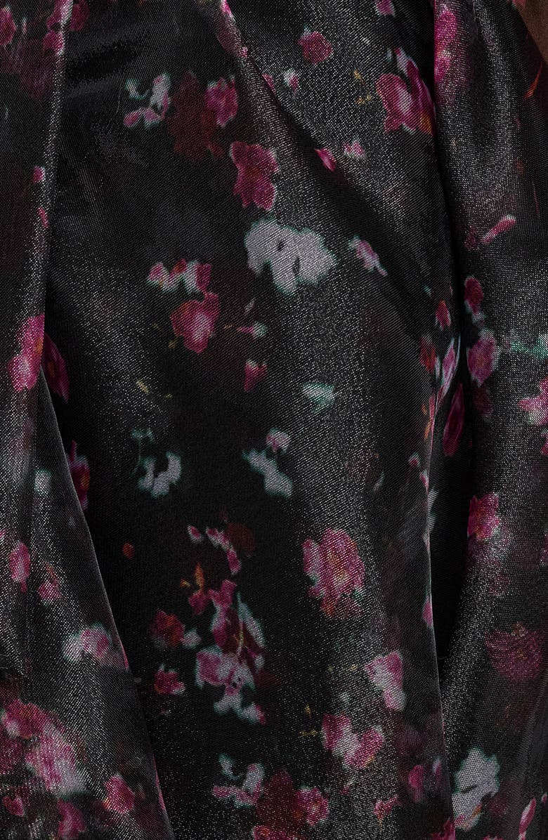 BCBG Floral Long Sleeve Minidress, Alternate, color, Blk/ Hot Pn