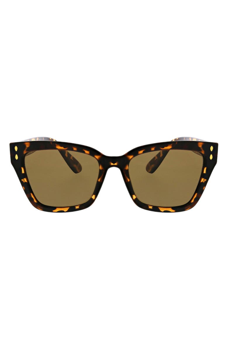 Oscar de la Renta Catty 51mm Square Polarized Sunglasses, Main, color, Tortoise