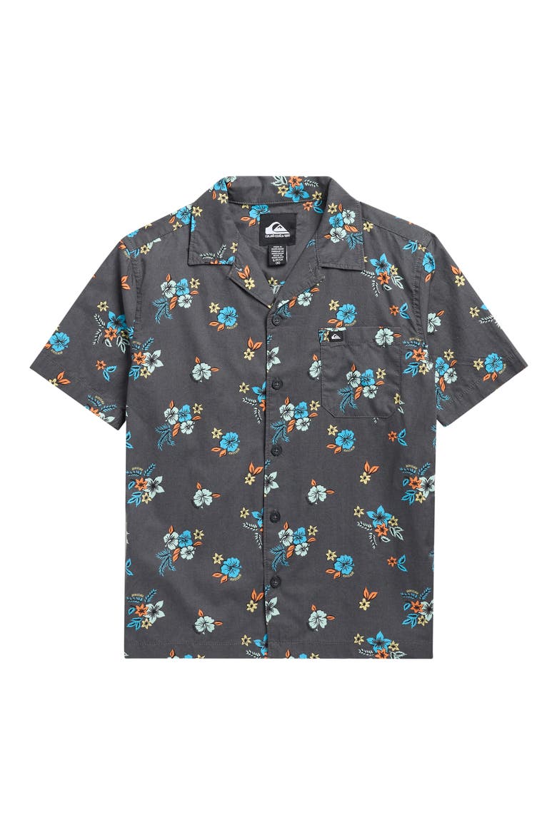 Kids' Island Flowers Camp Shirt, Main, color, PHANTOM