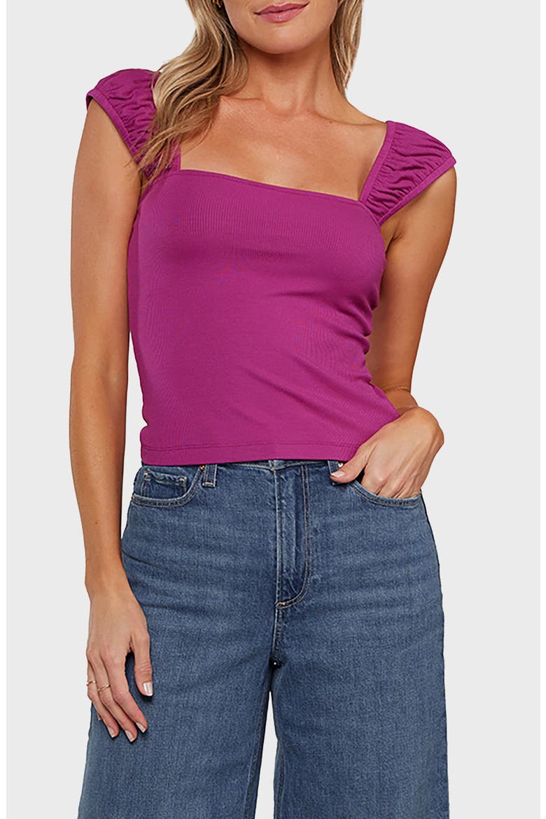 Eva Cap Sleeve Top, Main, color, FUCHSIA