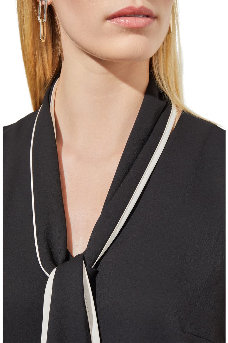 Tie Neck Sleeveless Top, Alternate, color, BLACK/WHITE