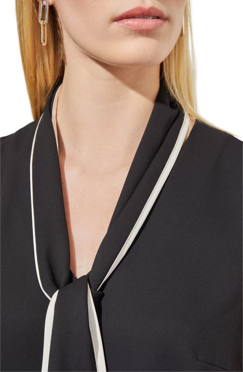 Ming Wang Tie Neck Sleeveless Top In Blue