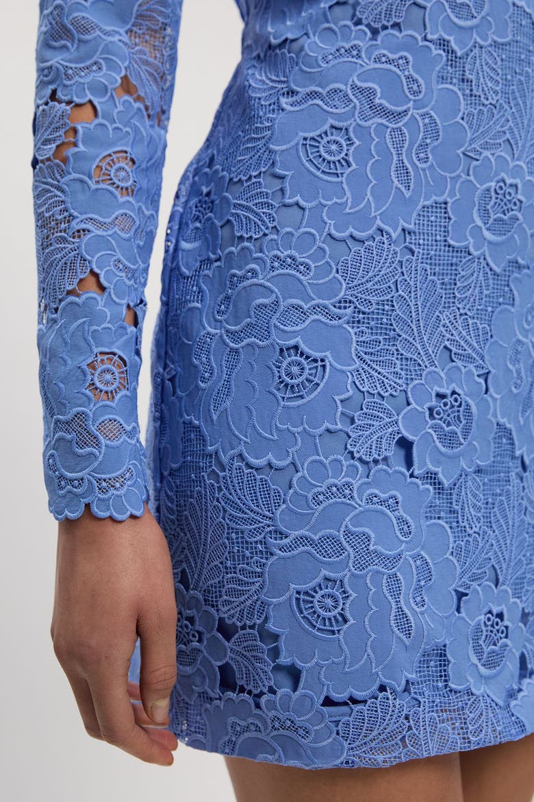 Guipure Lace High Neck Woven Mini Dress, Alternate, color, Pale Blue