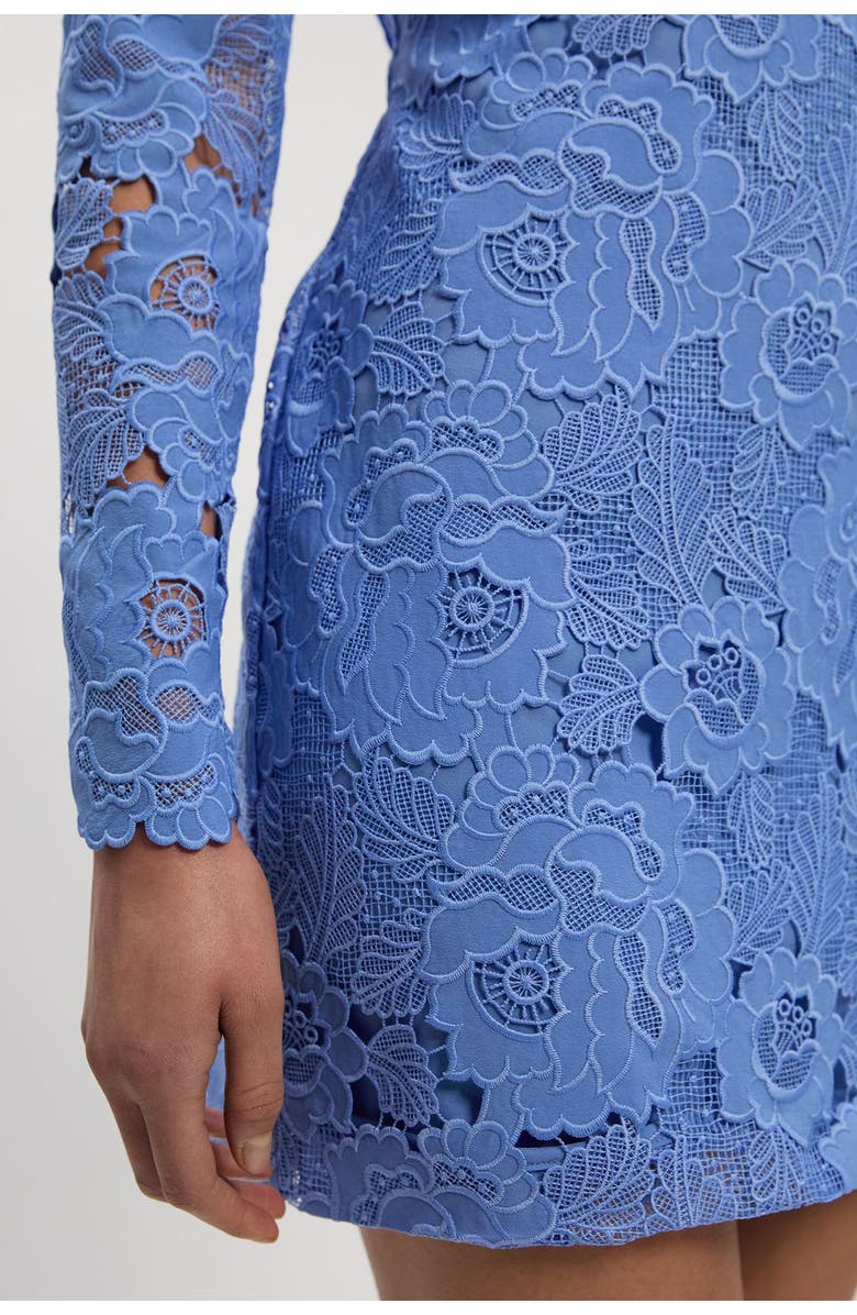 Karen Millen Guipure Lace High Neck Woven Mini Dress, Alternate, color, Pale Blue