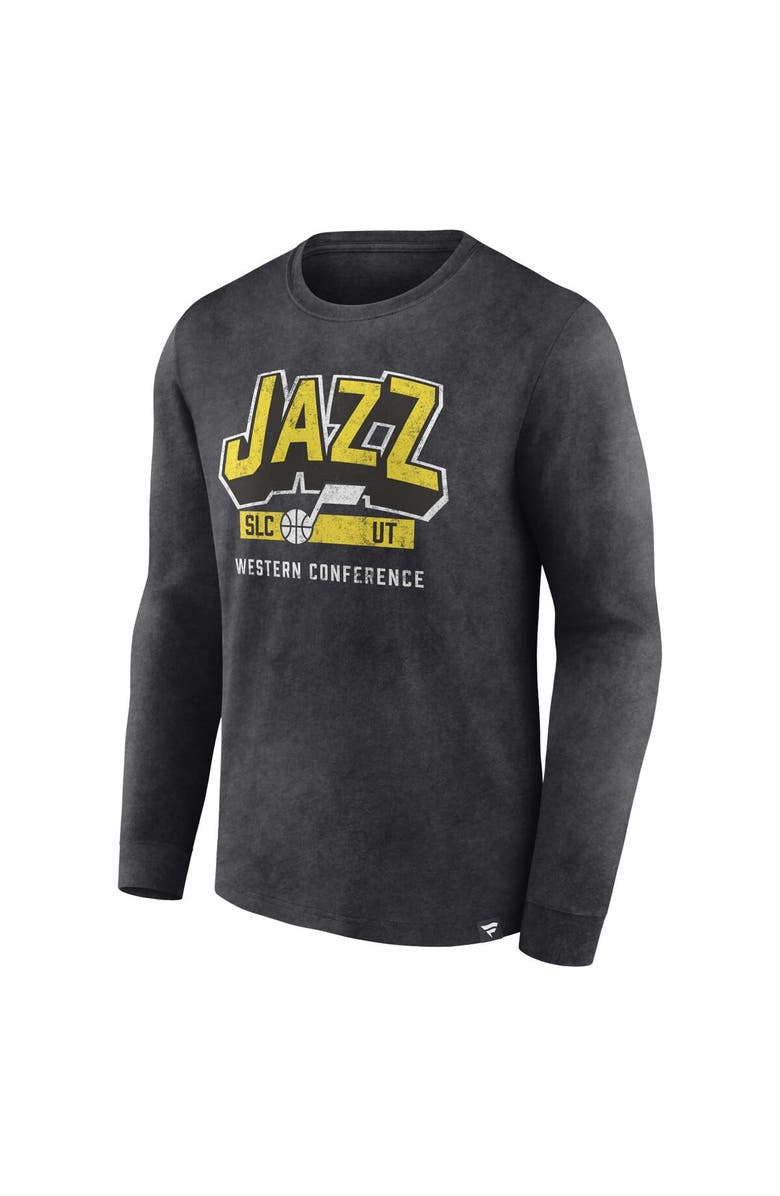 FANATICS Men's Fanatics Branded Heather Charcoal Utah Jazz Front Court Press Snow Wash Long Sleeve T-Shirt, Alternate, color, Heather Charcoal
