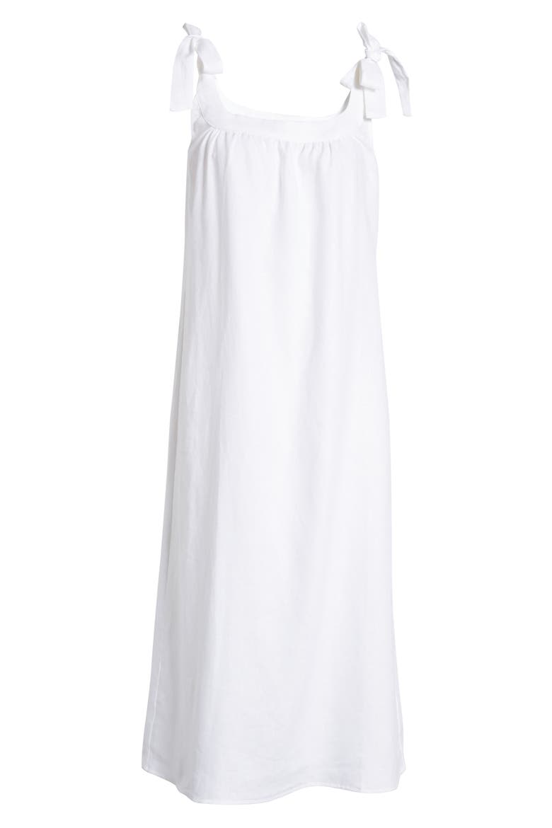 Bronte Long Linen Dress, Alternate, color, WHITE