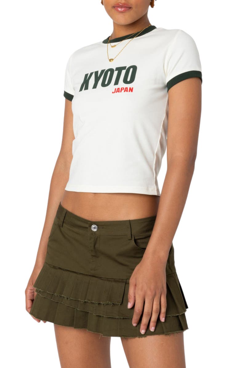 EDIKTED Kyoto Graphic Baby Tee, Alternate, color, Beige