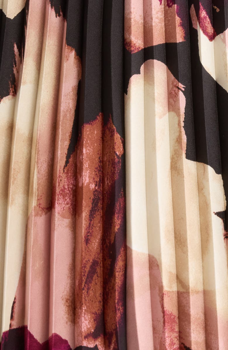 Anne Klein Pleated Pull-On Midi Skirt, Alternate, color, Anne Black Multi