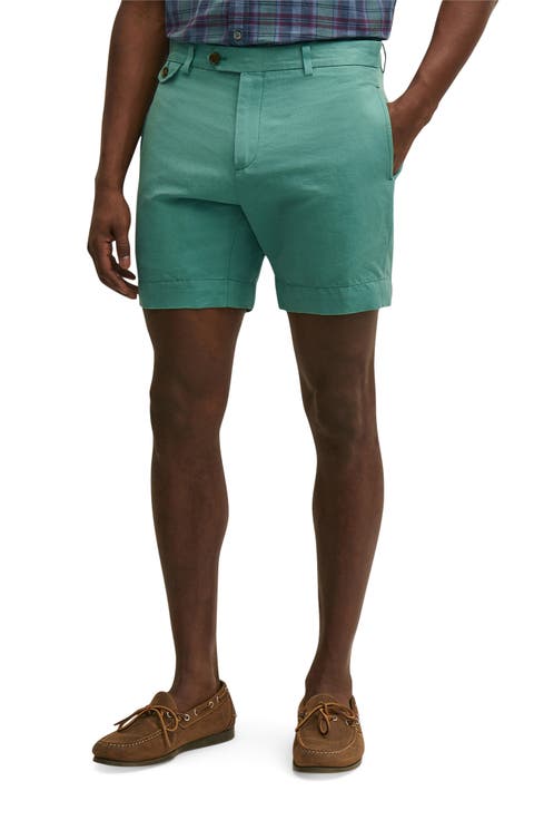 Flat Front Linen & Cotton Shorts