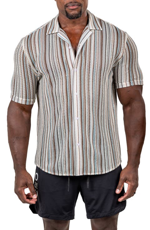 Marthy Knit Short Sleeve Button-Up Shirt