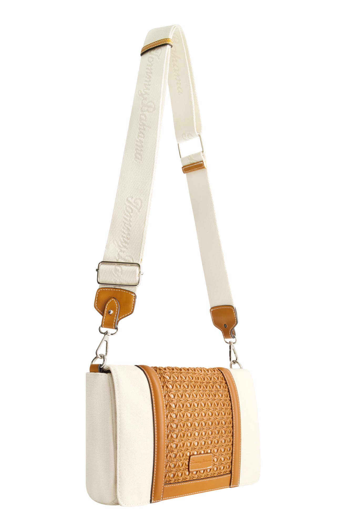 Tommy Bahama Woven Flap Crossbody Bag, Alternate, color, Brown