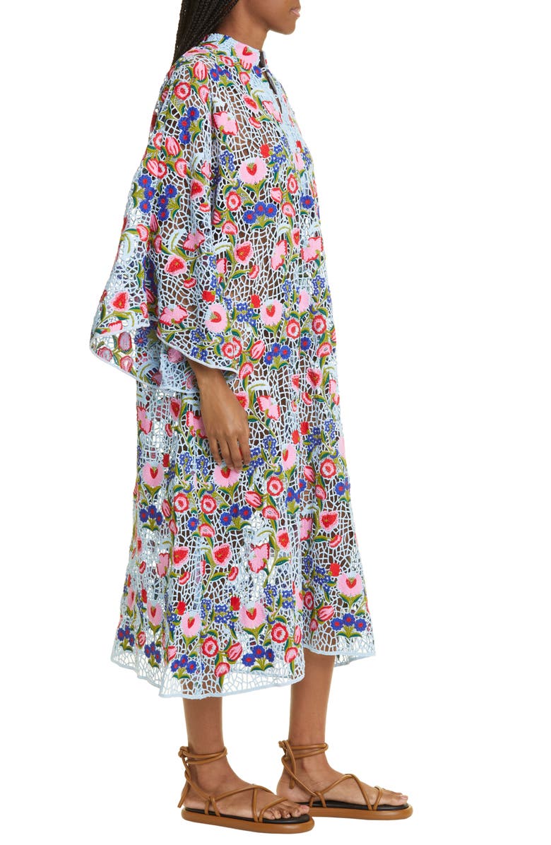 La Vie Style House Floral Open Stitch Long Sleeve Cover-Up Dress, Alternate, color, 