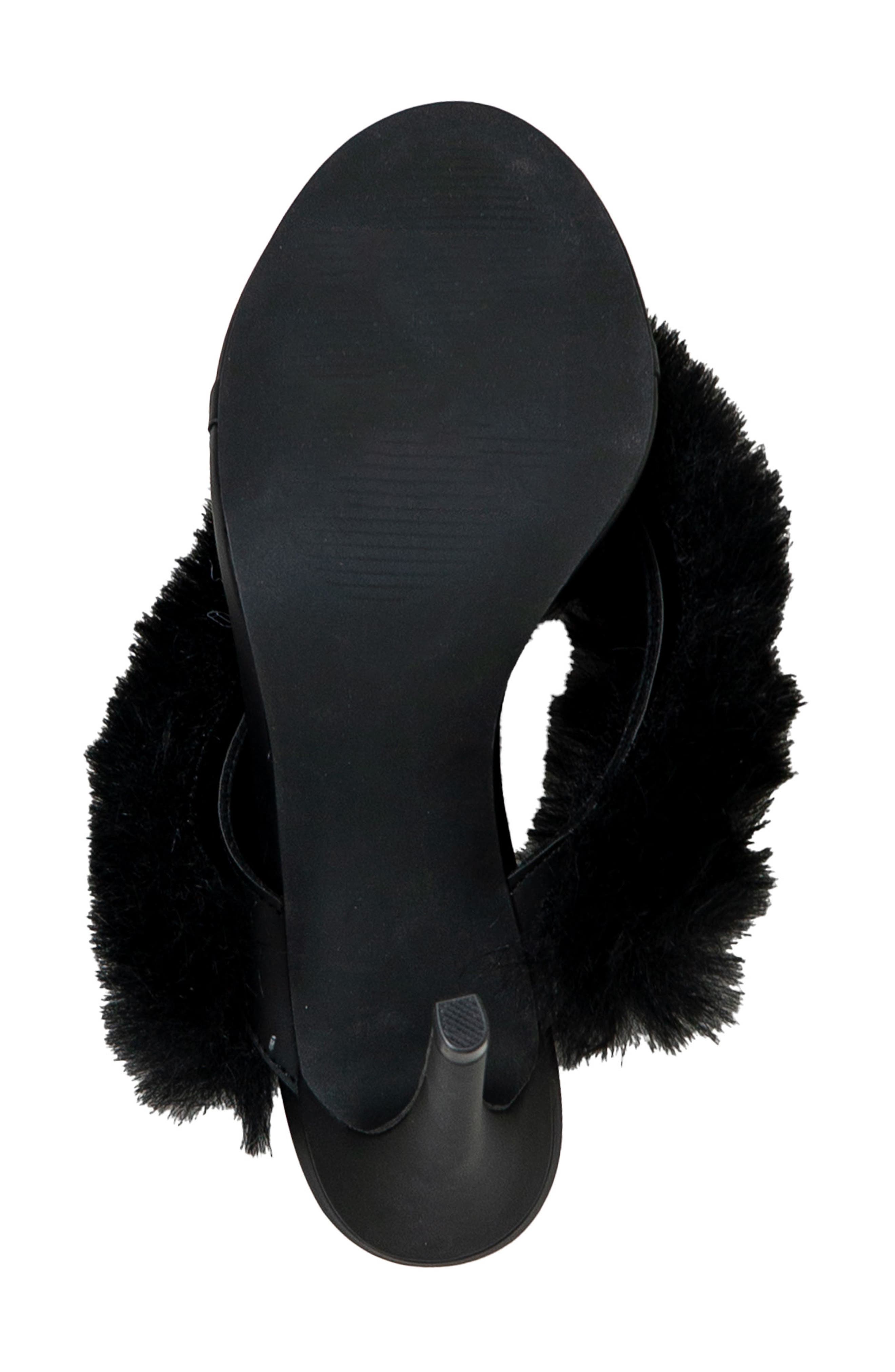 CHASE AND CHLOE Post Toe Faux Fur Stiletto Sandal, Alternate, color, Black