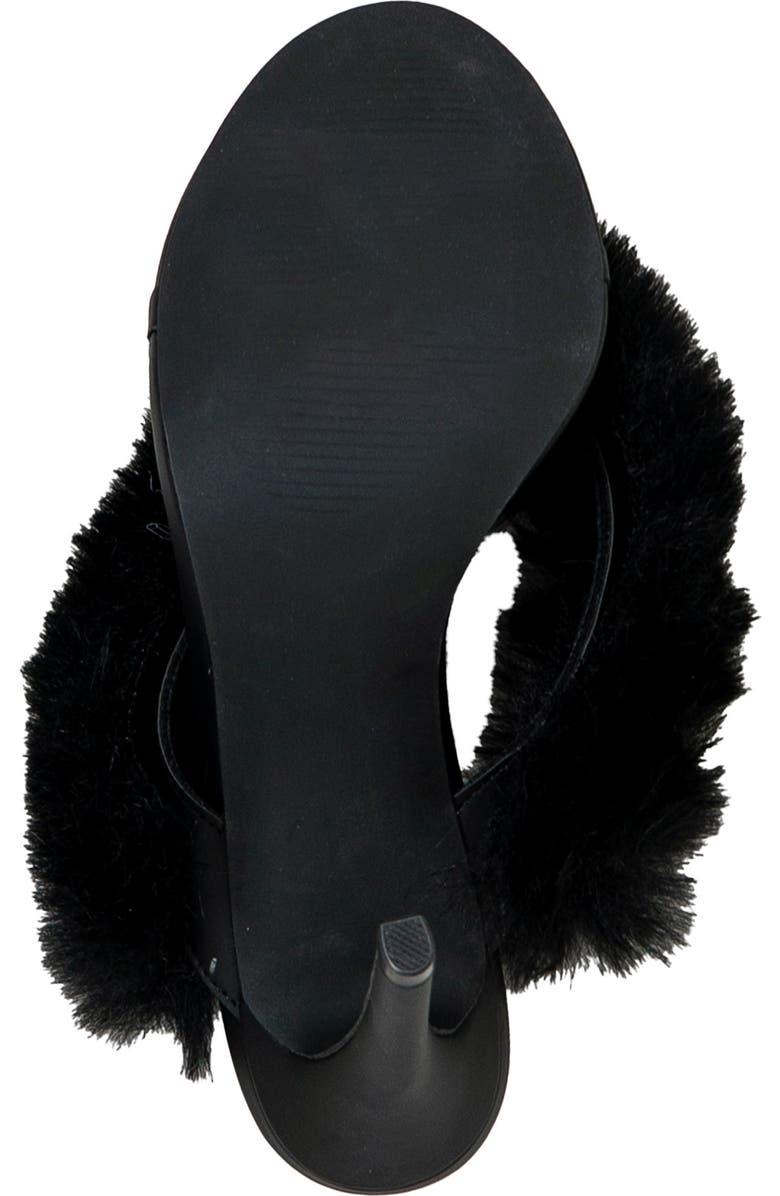CHASE AND CHLOE Post Toe Faux Fur Stiletto Sandal, Alternate, color, Black