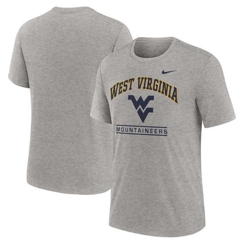 Men's Nike Heather Gray West Virginia Mountaineers Arch Over Logo Tri-Blend T-Shirt