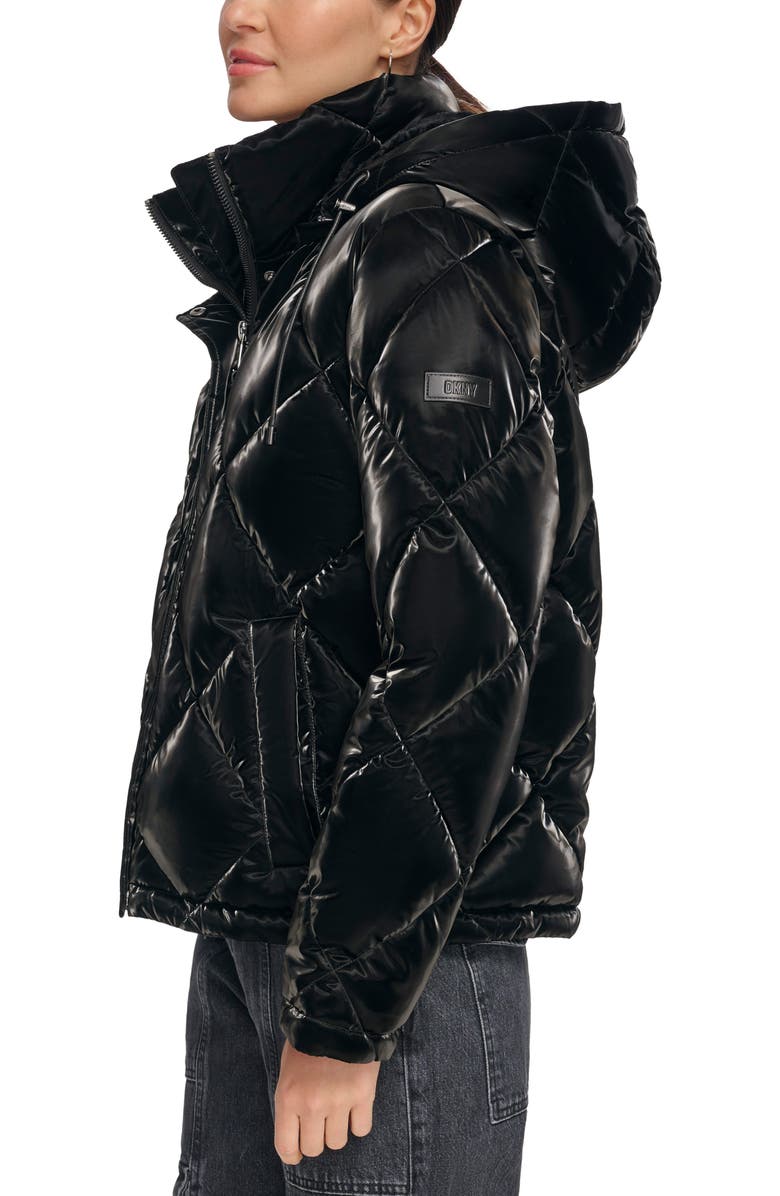 DKNY Diamond Quilt Water Resistant Puffer Jacket, Alternate, color, 