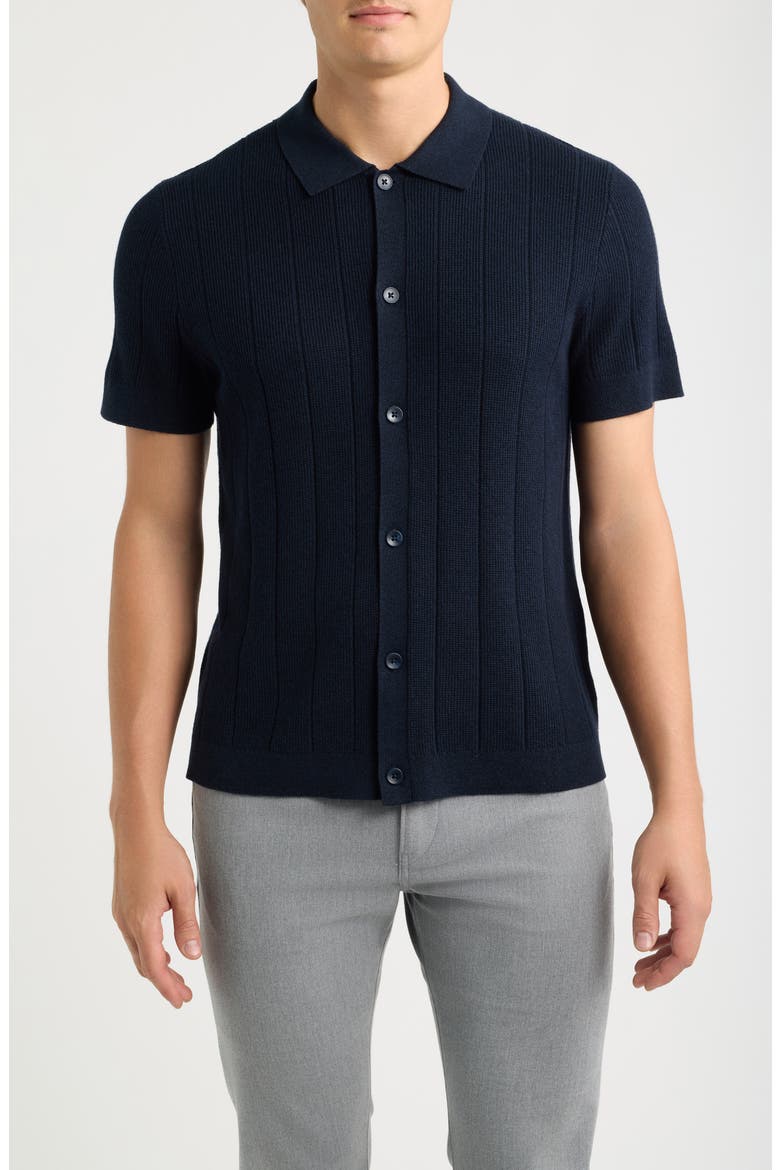 Cotton & Cashmere Short Sleeve Cardigan, Main, color, NAVY NIGHT MARL