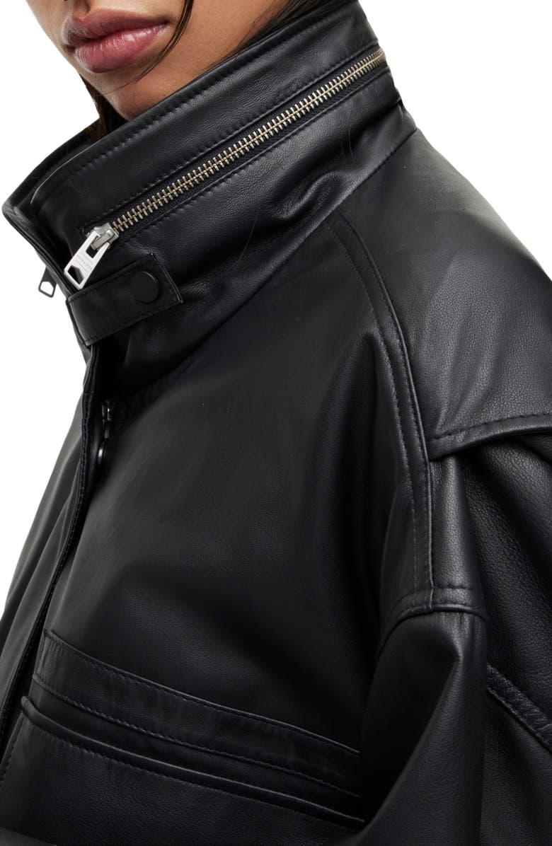 AllSaints Clay Hooded Leather Jacket, Alternate, color, 