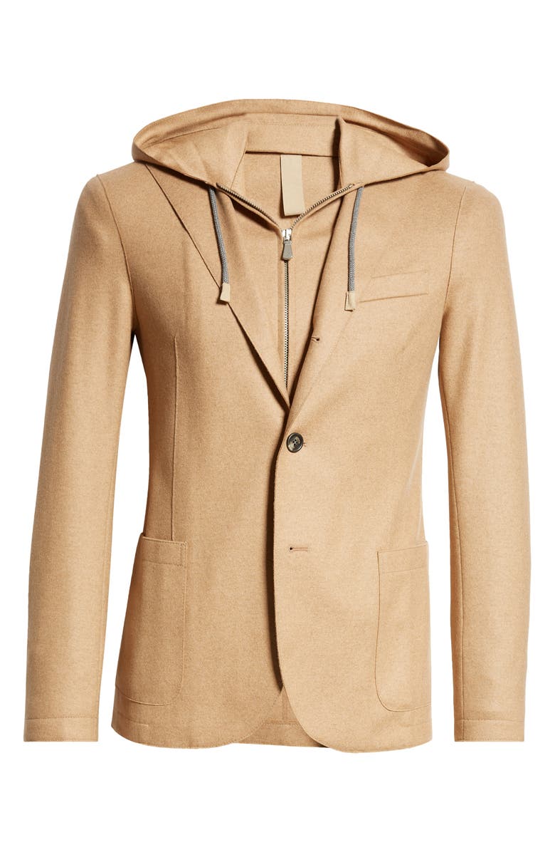 Eleventy Wool Blend Flannel Sport Coat with Removable Hooded Bib, Alternate, color, 