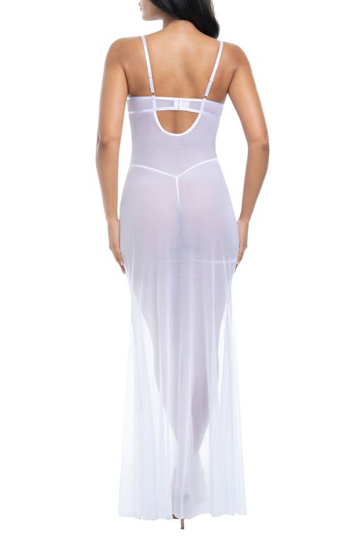 Oh La La Cheri Livia Lace Trim Mesh Underwire Nightgown & G-string Set