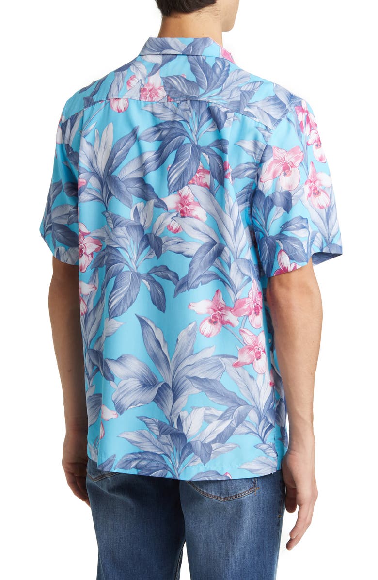 Tommy Bahama Coconut Point Floral Breeze Short Sleeve Button-Up Camp Shirt, Alternate, color, River Blue