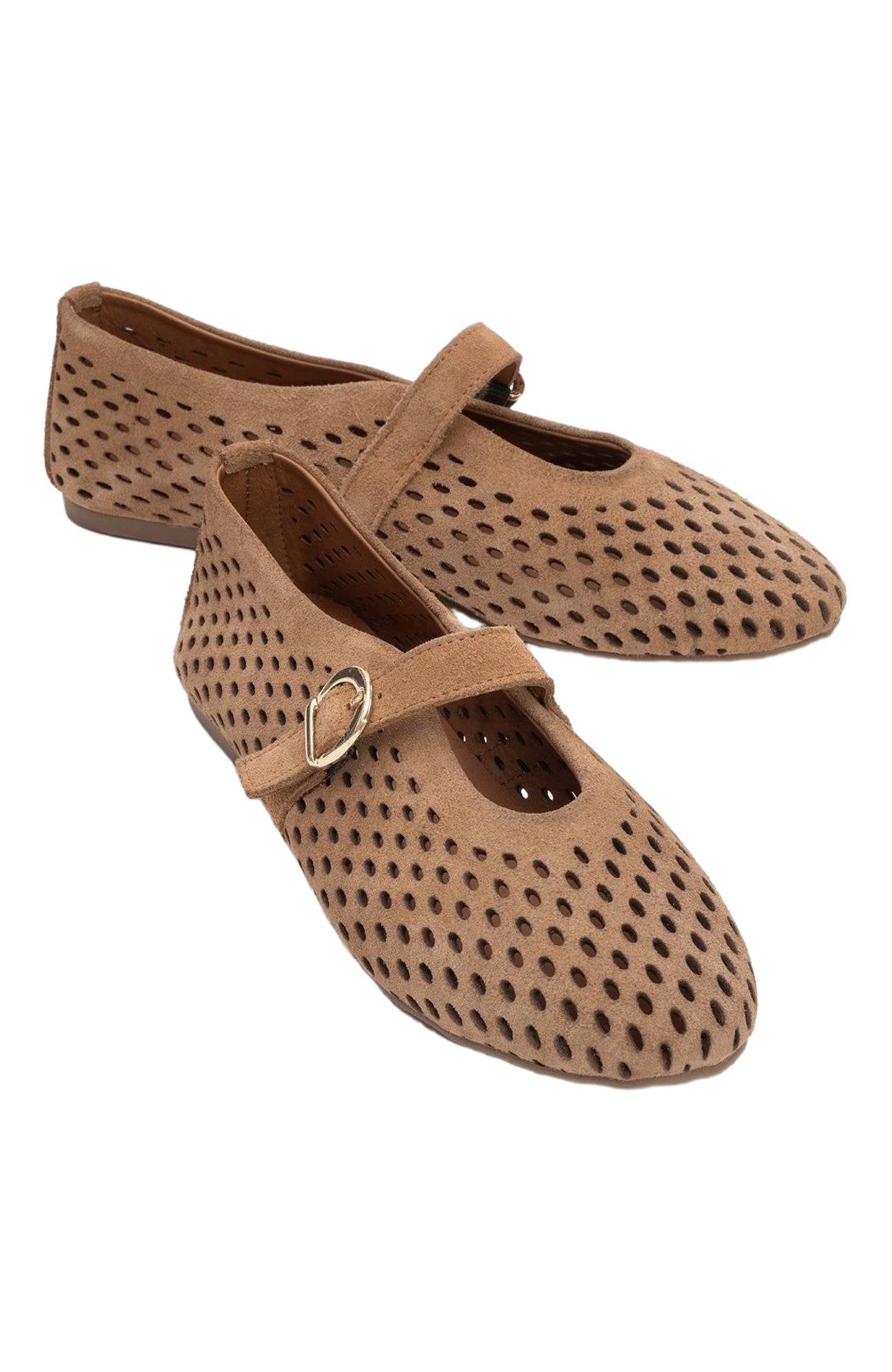 Forever 
Always Shoes Arian Leather Ballet Flat, Main, color, Cognac Leather