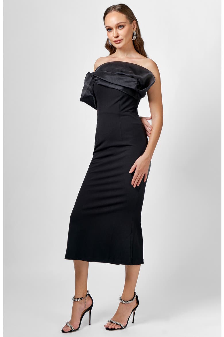 Kiarra Strapless Midi, Alternate, color, BLACK