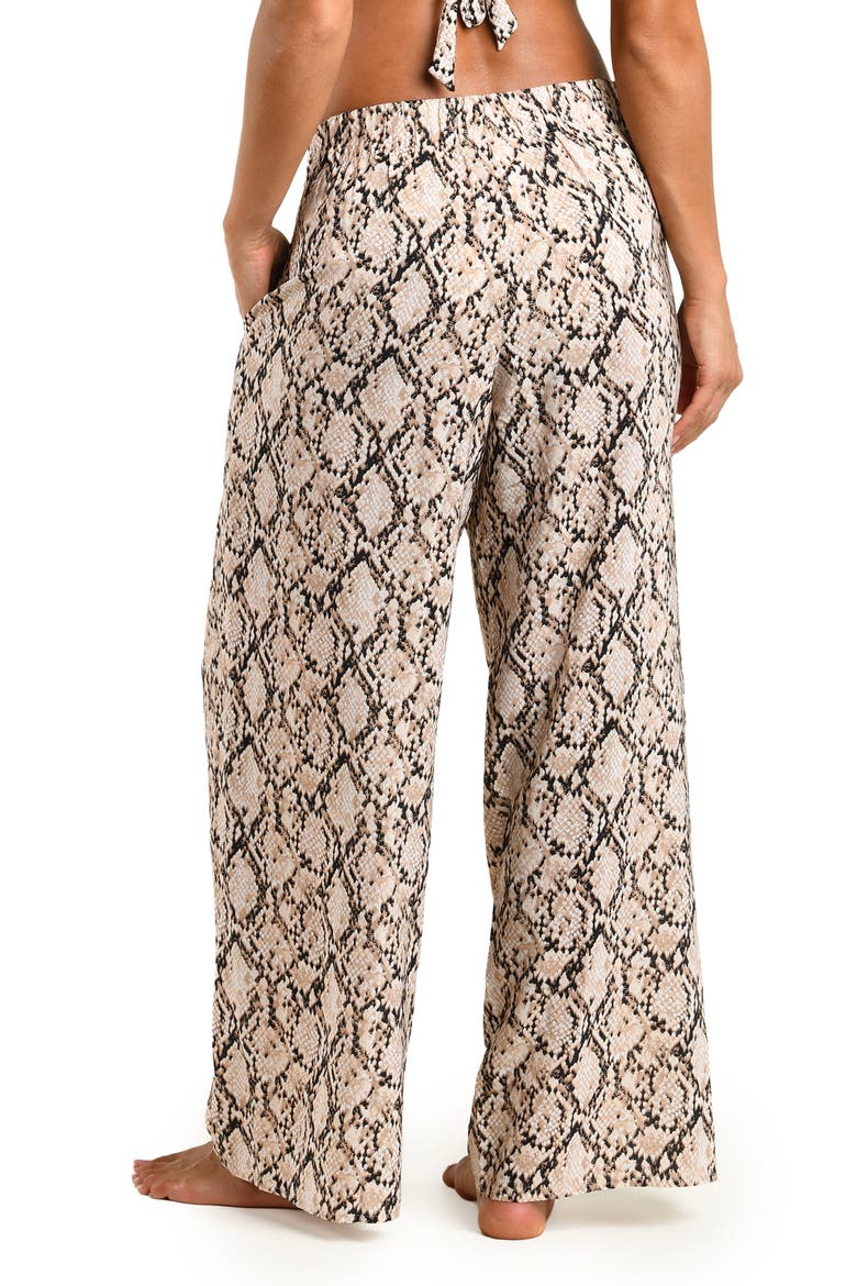 Island Serpent Faux Wrap Cover-Up Pants, Alternate, color, BEIGE MULTI