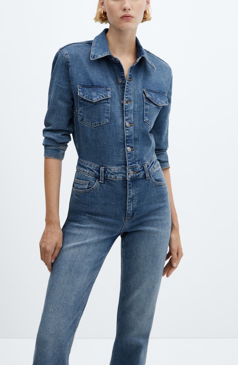 MANGO Denim Jumpsuit, Alternate, color, 