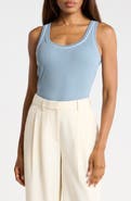 Veronica Beard Birke Contrast Detail Stretch Cotton Tank