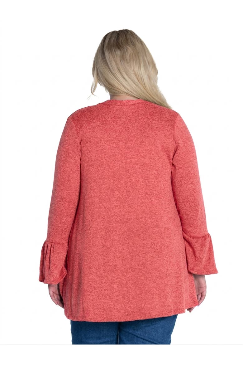 Essential Curvy Soft Stretch Open Front Cardigan Jacket, Alternate, color, Coral